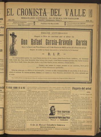 'El Cronista del Valle' - Época 1ª Año XVII Número 843 - 1926 mayo 08