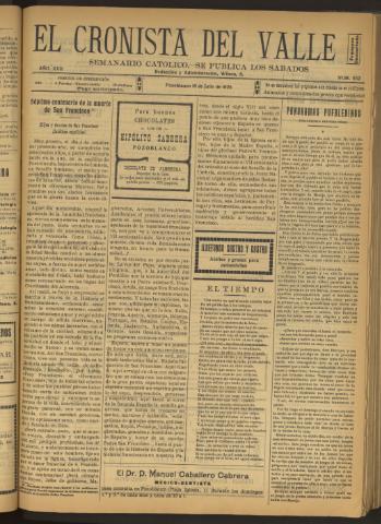 'El Cronista del Valle' - Época 1ª Año XVII Número 852 - 1926 julio 10