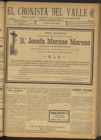 'El Cronista del Valle' - Época 1ª Año XVII Número 853 - 1926 julio 17