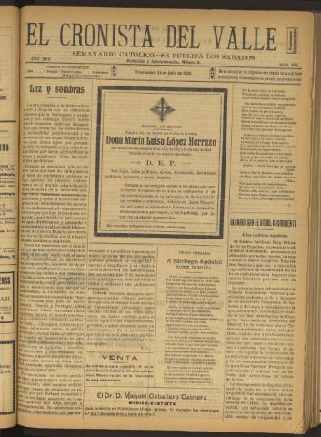 'El Cronista del Valle' - Época 1ª Año XVII Número 854 - 1926 julio 24