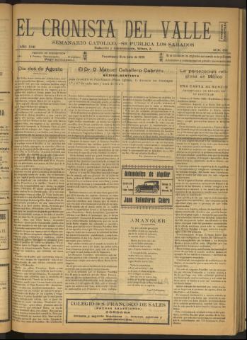 'El Cronista del Valle' - Época 1ª Año XVII Número 855 - 1926 julio 31
