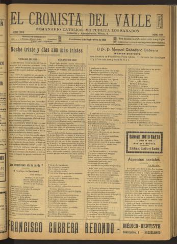 'El Cronista del Valle' - Época 1ª Año XVII Número 860 - 1926 septiembre 04