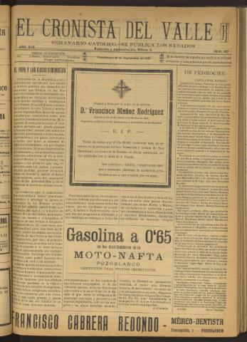 'El Cronista del Valle' - Época 1ª Año XVII Número 862 - 1926 septiembre 18