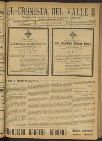 'El Cronista del Valle' - Época 1ª Año XVII Número 865 - 1926 octubre 09