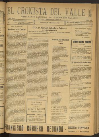 'El Cronista del Valle' - Época 1ª Año XVII Número 868 - 1926 octubre 30