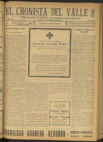 'El Cronista del Valle' - Época 1ª Año XVII Número 869 - 1926 noviembre 06