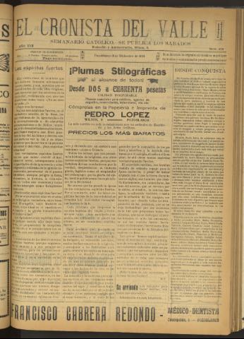 'El Cronista del Valle' - Época 1ª Año XVII Número 875 - 1926 diciembre 18