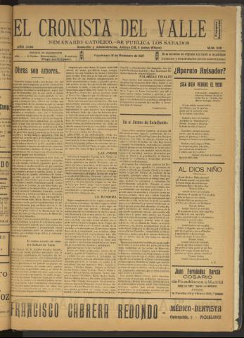 'El Cronista del Valle' - Época 1ª Año XVIII Número 929 - 1927 diciembre 31