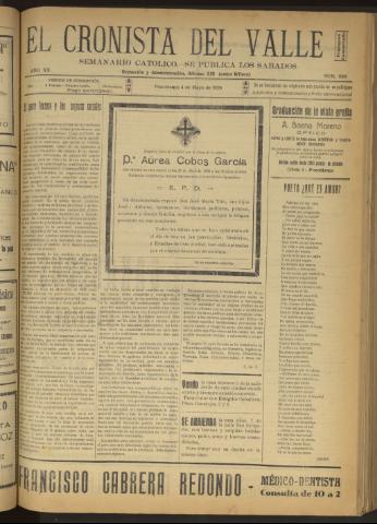 'El Cronista del Valle' - Época 1ª Año XX Número 999 - 1929 mayo 04