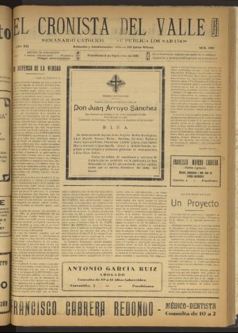 'El Cronista del Valle' - Época 1ª Año XXI Número 1069 - 1930 septiembre 06