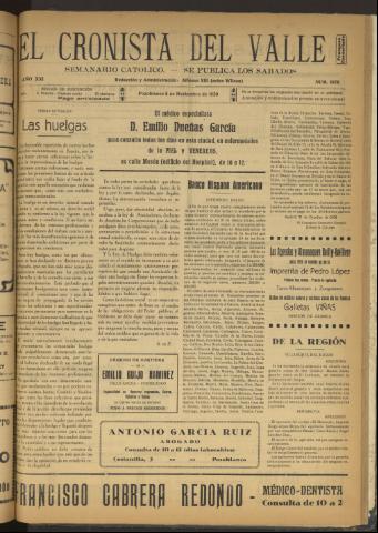 'El Cronista del Valle' - Época 1ª Año XXI Número 1078 - 1930 noviembre 08