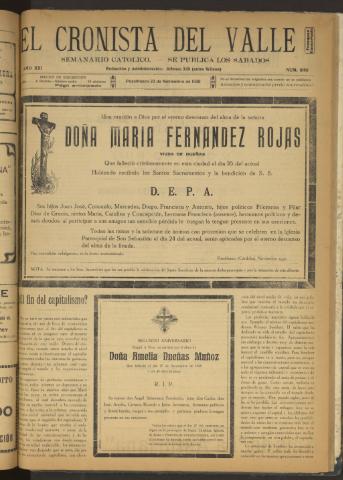 'El Cronista del Valle' - Época 1ª Año XXI Número 1080 - 1930 noviembre 22