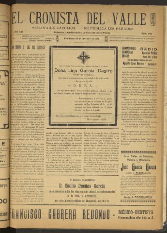 'El Cronista del Valle' - Época 1ª Año XXI Número 1083 - 1930 diciembre 13