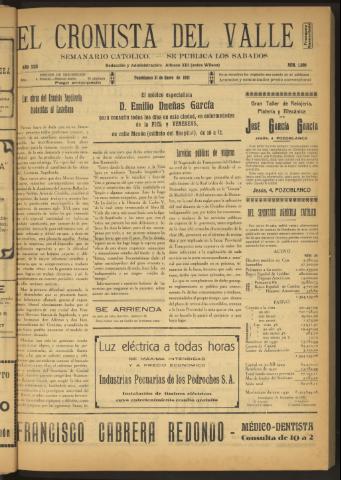 'El Cronista del Valle' - Época 1ª Año XXII Número 1090 - 1931 enero 31