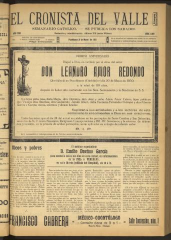'El Cronista del Valle' - Época 1ª Año XXII Número 1097 - 1931 marzo 21