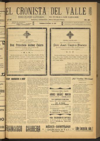 'El Cronista del Valle' - Época 1ª Año XXII Número 1098 - 1931 marzo 28