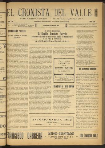 'El Cronista del Valle' - Época 1ª Año XXII Número 1104 - 1931 mayo 09