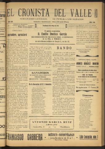 'El Cronista del Valle' - Época 1ª Año XXII Número 1105 - 1931 mayo 16