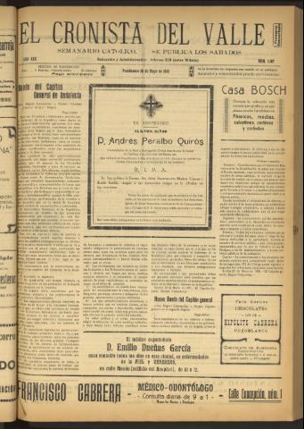 'El Cronista del Valle' - Época 1ª Año XXII Número 1107 - 1931 mayo 30