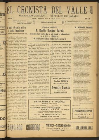 'El Cronista del Valle' - Época 1ª Año XXII Número 1109 - 1931 junio 13