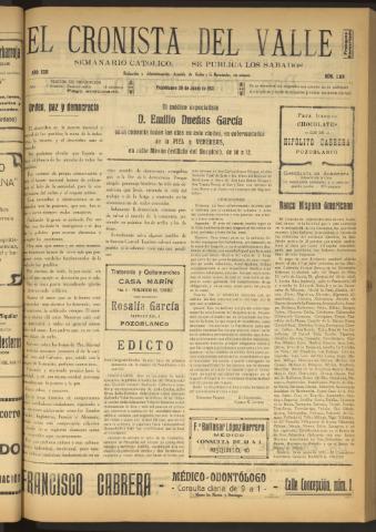 'El Cronista del Valle' - Época 1ª Año XXII Número 1110 - 1931 junio 20