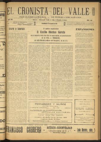 'El Cronista del Valle' - Época 1ª Año XXII Número 1116 - 1931 agosto 01