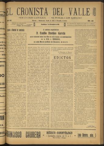 'El Cronista del Valle' - Época 1ª Año XXII Número 1130 - 1931 noviembre 07