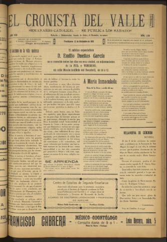 'El Cronista del Valle' - Época 1ª Año XXII Número 1135 - 1931 diciembre 12