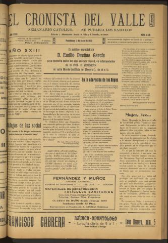 'El Cronista del Valle' - Época 1ª Año XXIII Número 1138 - 1932 enero 02