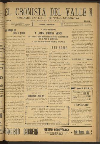 'El Cronista del Valle' - Época 1ª Año XXIII Número 1139 - 1932 enero 09