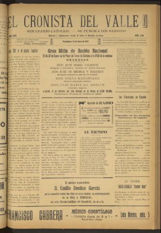 'El Cronista del Valle' - Época 1ª Año XXIII Número 1141 - 1932 enero 23