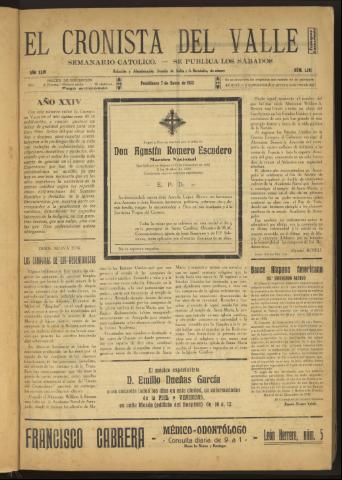 'El Cronista del Valle' - Época 1ª Año XXIV Número 1191 - 1933 enero 07