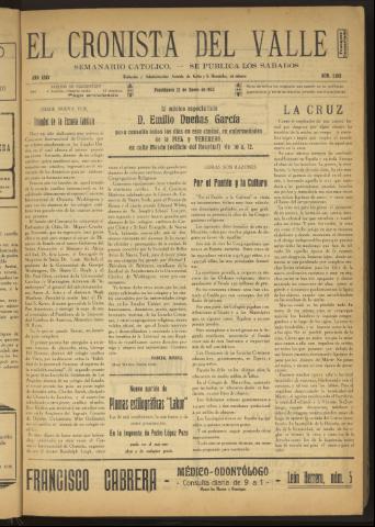 'El Cronista del Valle' - Época 1ª Año XXIV Número 1193 - 1933 enero 21