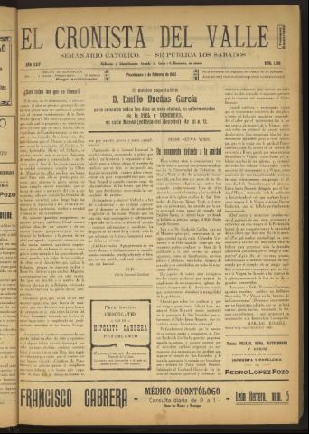'El Cronista del Valle' - Época 1ª Año XXIV Número 1195 - 1933 febrero 04