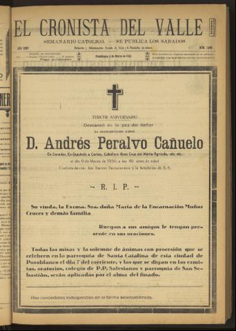 'El Cronista del Valle' - Época 1ª Año XXIV Número 1199 - 1933 marzo 04