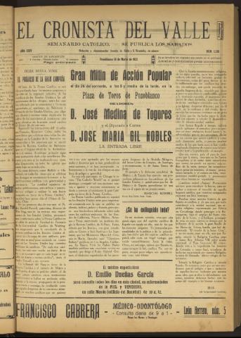 'El Cronista del Valle' - Época 1ª Año XXIV Número 1201 - 1933 marzo 18