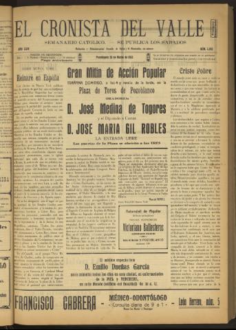 'El Cronista del Valle' - Época 1ª Año XXIV Número 1202 - 1933 marzo 25
