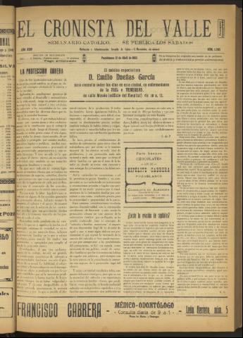 'El Cronista del Valle' - Época 1ª Año XXIV Número 1205 - 1933 abril 15