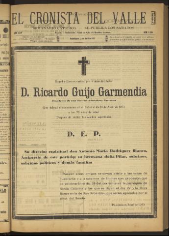 'El Cronista del Valle' - Época 1ª Año XXIV Número 1206 - 1933 abril 22