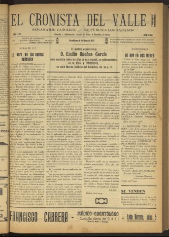 'El Cronista del Valle' - Época 1ª Año XXIV Número 1208 - 1933 mayo 06