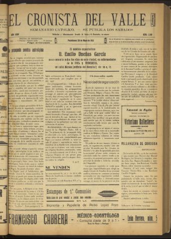 'El Cronista del Valle' - Época 1ª Año XXIV Número 1210 - 1933 mayo 20