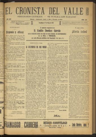 'El Cronista del Valle' - Época 1ª Año XXIV Número 1211 - 1933 mayo 27