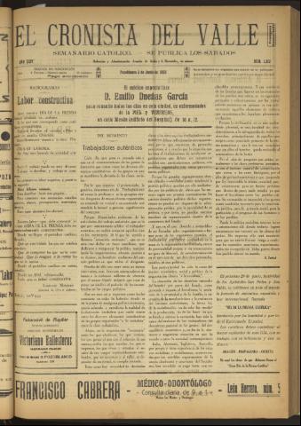 'El Cronista del Valle' - Época 1ª Año XXIV Número 1212 - 1933 junio 03