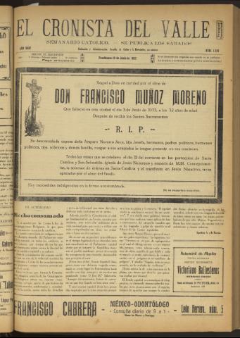 'El Cronista del Valle' - Época 1ª Año XXIV Número 1213 - 1933 junio 10