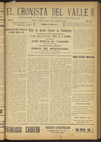 'El Cronista del Valle' - Época 1ª Año XXIV Número 1215 - 1933 junio 24