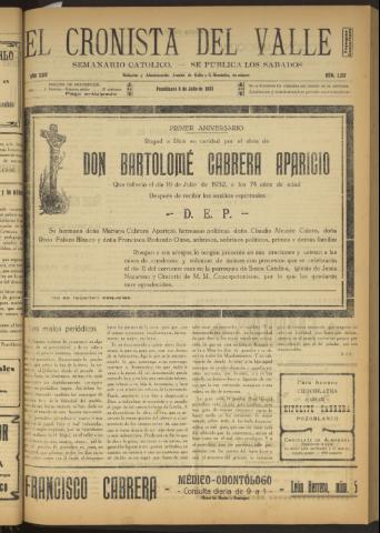 'El Cronista del Valle' - Época 1ª Año XXIV Número 1217 - 1933 julio 08