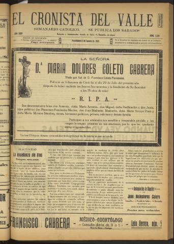 'El Cronista del Valle' - Época 1ª Año XXIV Número 1221 - 1933 agosto 05