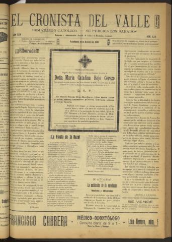 'El Cronista del Valle' - Época 1ª Año XXIV Número 1231 - 1933 octubre 14