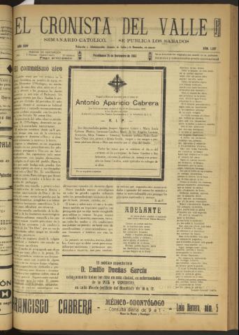 'El Cronista del Valle' - Época 1ª Año XXIV Número 1237 - 1933 noviembre 25