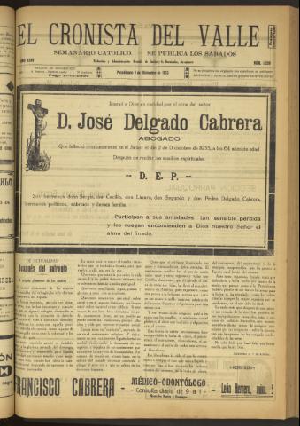 'El Cronista del Valle' - Época 1ª Año XXIV Número 1239 - 1933 diciembre 09